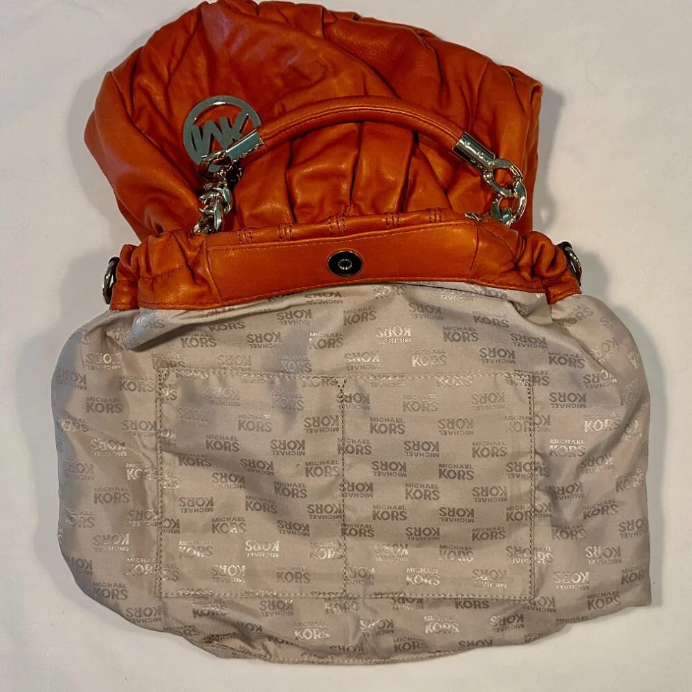Michael Kors Erin Hobo Pleated Slouchy Leather Chain Strap Shoulder / Crossbody